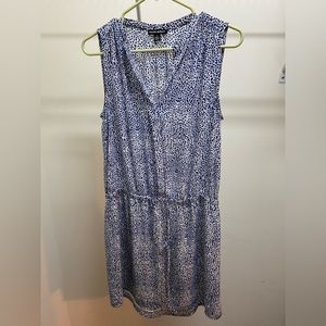 Blue, tie-waist knee-high dress